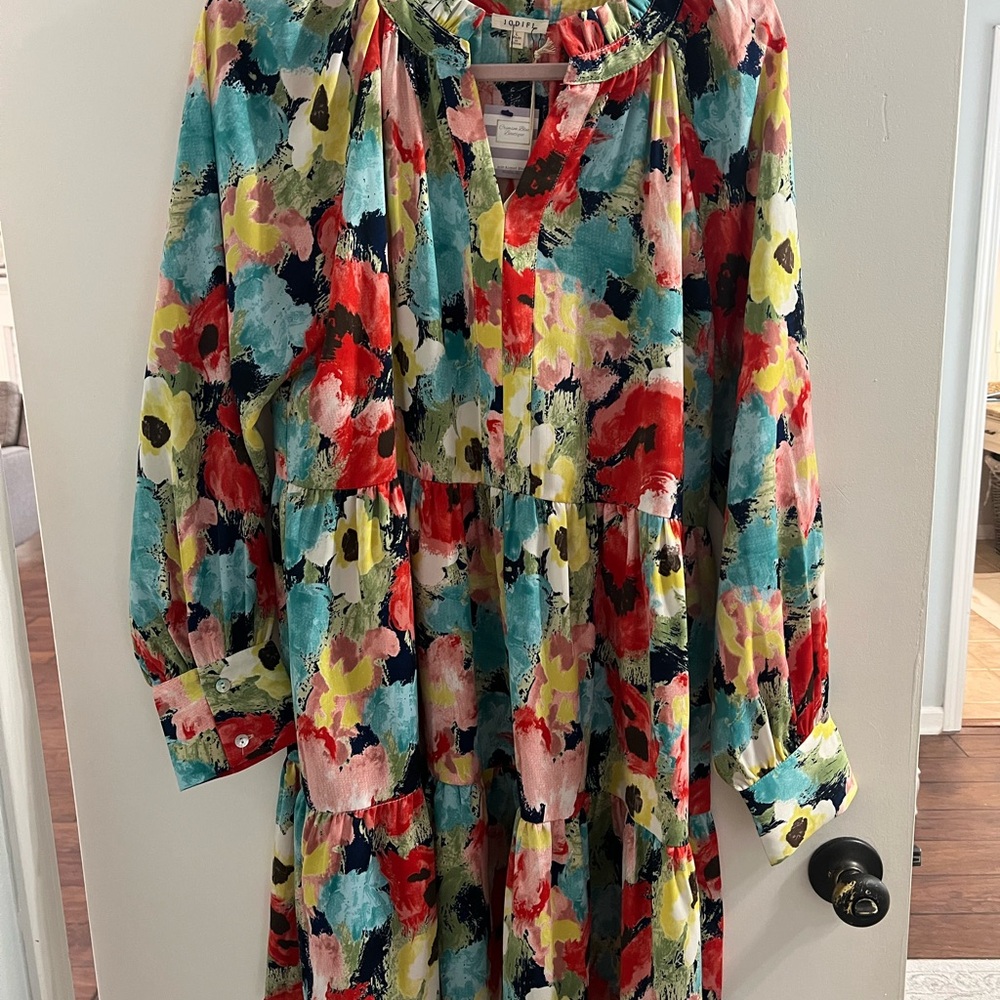 Colorful Floral Long Sleeve Dress